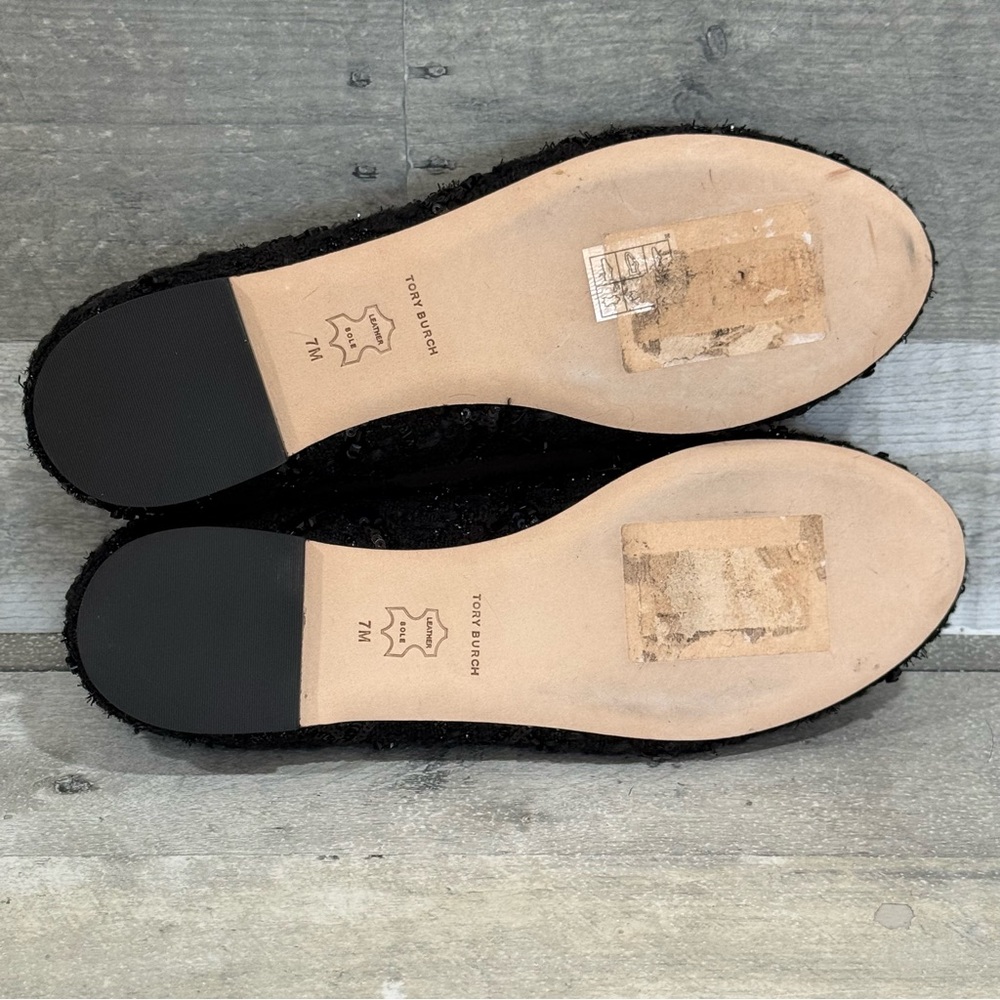 TORY BURCH CHELSEA TWEED BALLET FLAT IN PERFECT BLACK - SZ - 7.US - Picture 6 of 8
